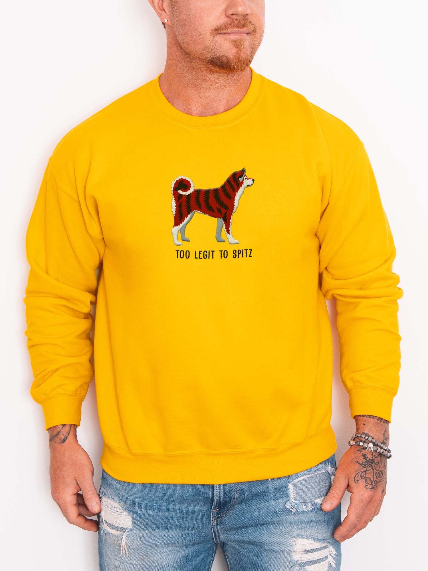 Too Legit to Spitz Sweatshirt (Embroidered) of a Japanese Akita Inu(Red Brindle) product image (2)
