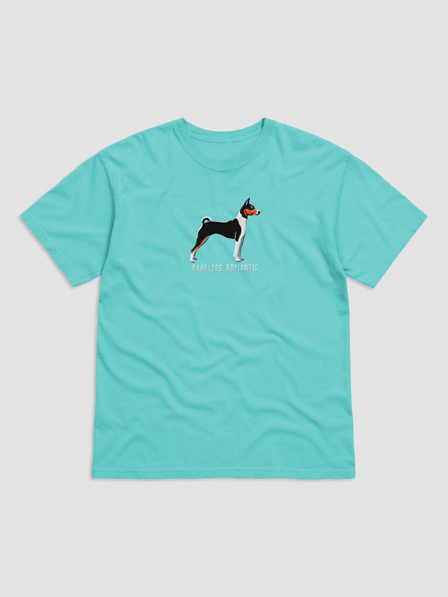 Barkless Romantic T-Shirt(Embroidered) of a Basenji(Tricolor) product image (25)