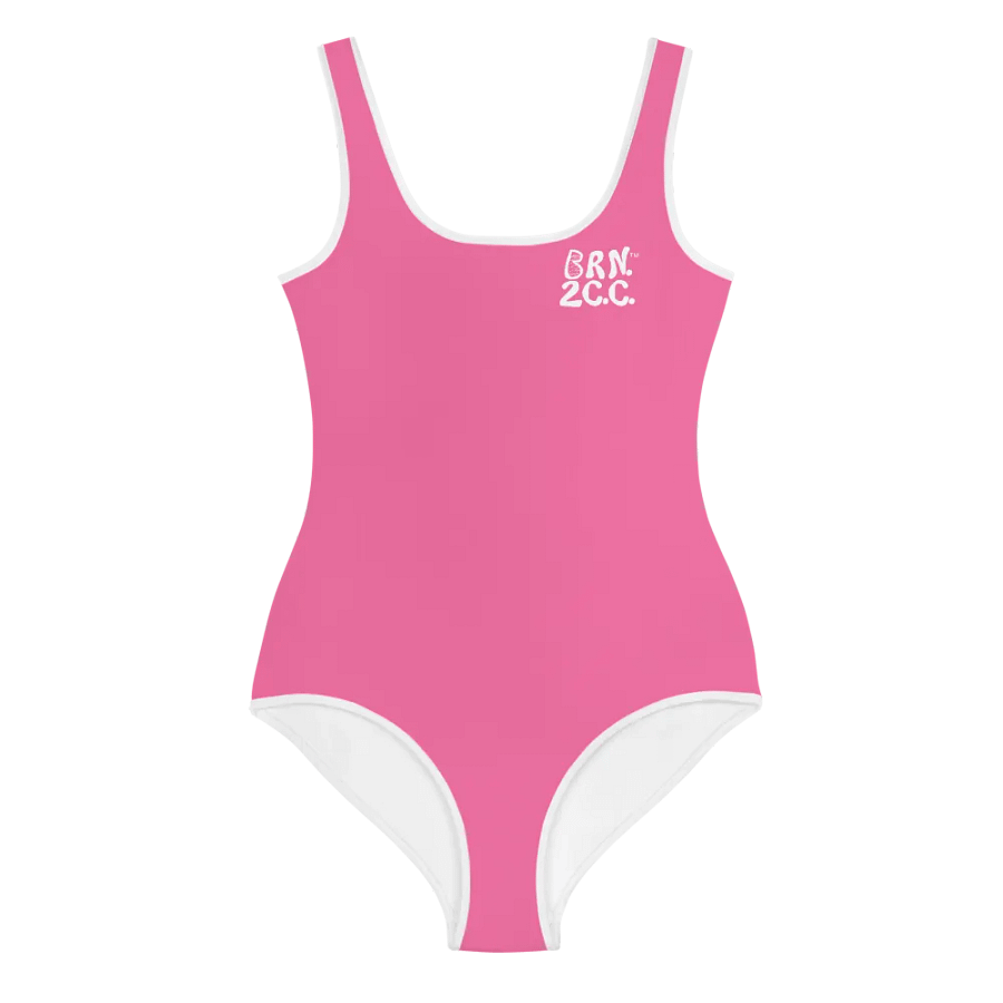💖Girls' | Youth | Pink Power Wave | BRN.2C.C.™ | Swimsuit 👙| White Logos product image (2)