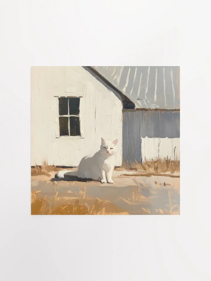 Modern Farmhouse: White Cat Art Print product image (1)