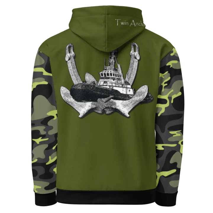 Camouflage & Green Twin Anchor Marco tug Hoodie product image (1)