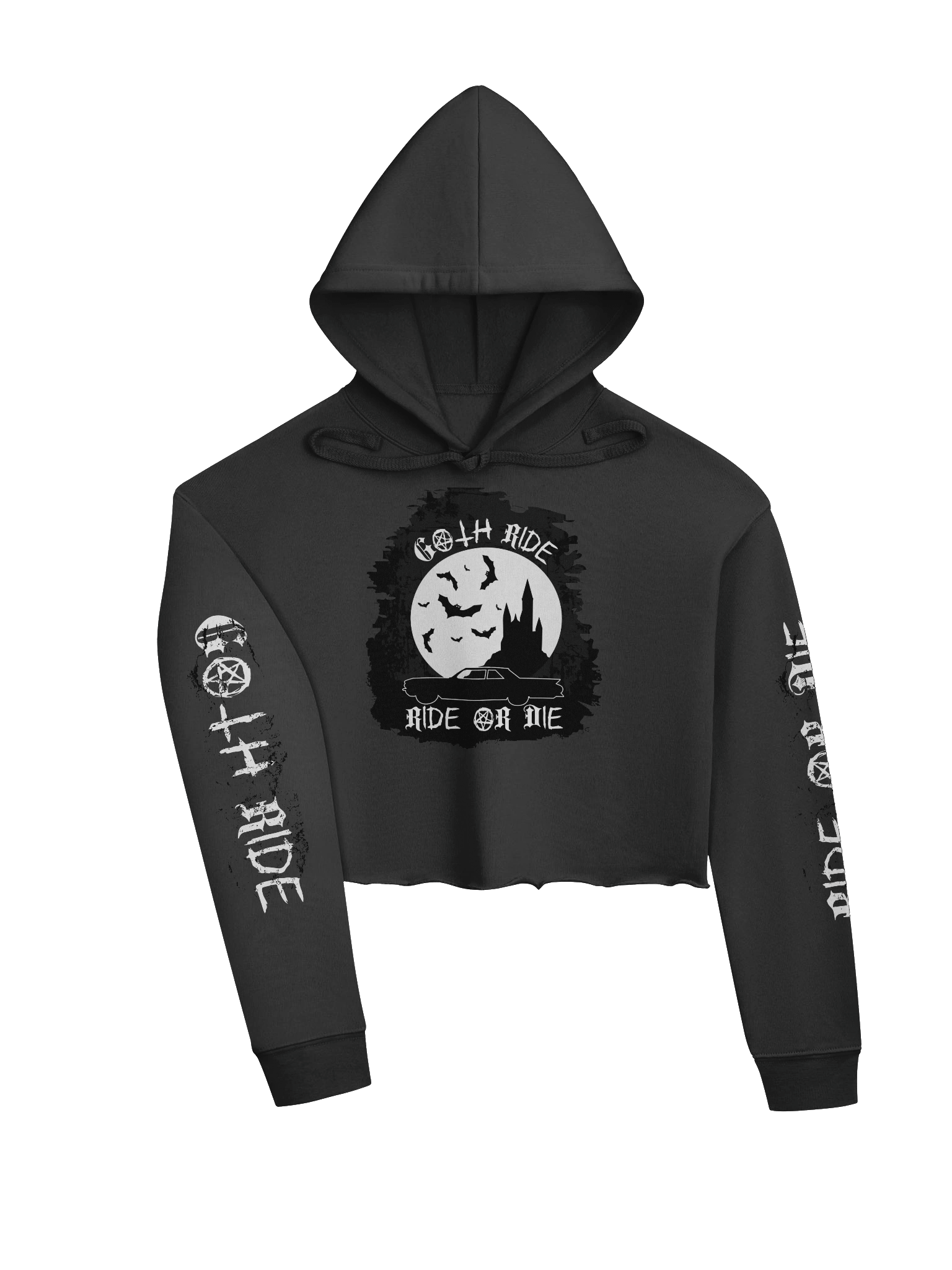 Goth Ride / Ride or Die Fleece Crop Hoodie product image (3)