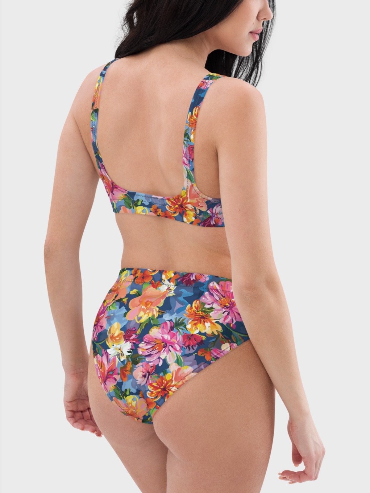 High-Waisted Bikini Bottom "Bold Abstract Florals" product image (6)