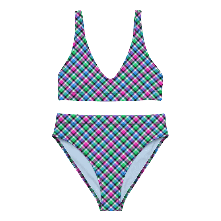 Magenta, Bright Green, and Blue Plaid Bikini product image (2)