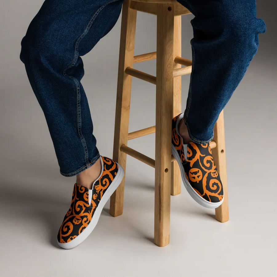 Scary Pumpkins Skull Men Slip-On Shoes product image (6)
