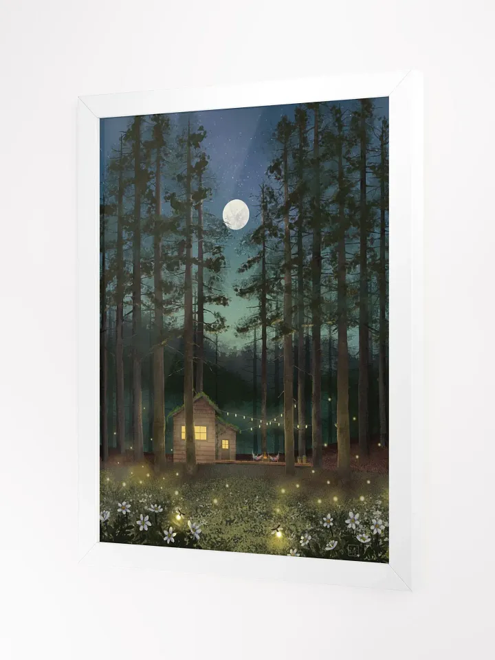 Framed Art Print - Cabin in the Woods Under a Full Moon product image (2)