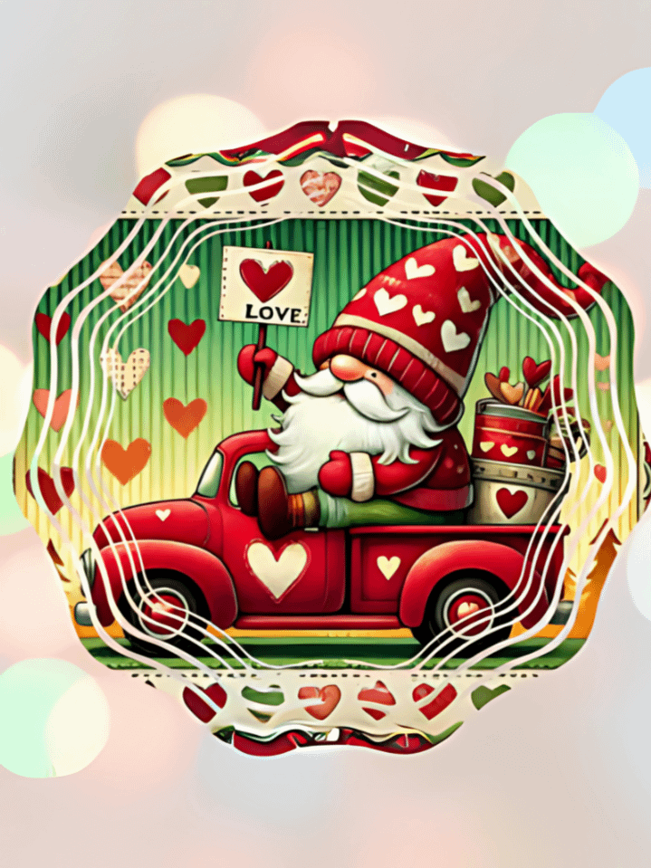 Cute Gnome with Red Heart Hat Wind Spinner – Valentine’s Day Sublimation Design PNG – Ideal for Festive Decor – Instant Download – 300 DPI Quality product image (1)