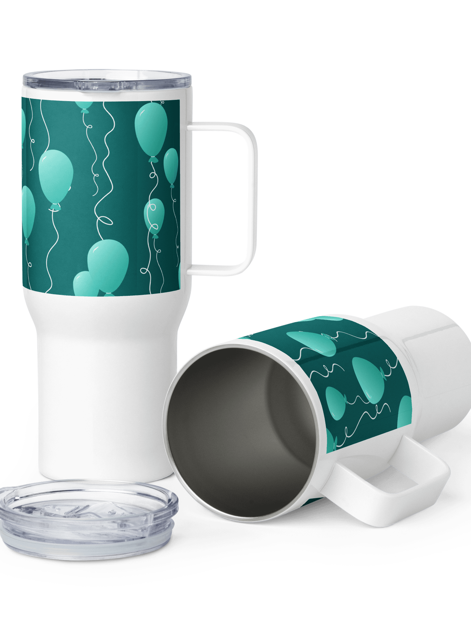 Party Time! Teal Balloon Stainless Steel Travel Mug with Handle product image (7)