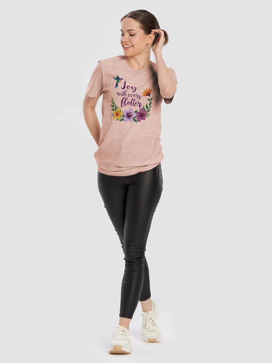 Joyful Flutter Hummingbird T-Shirt, Floral Nature Tee, Inspirational Boho Shirt, Bird Lover Gift, Vibrant Wildflower Design product image (5)