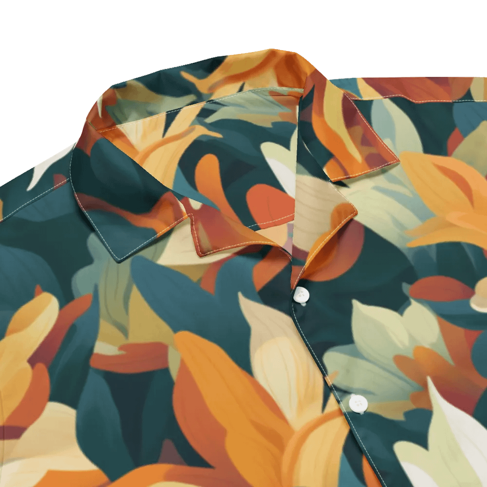 BLUE ORANGE WHITE FLOWERS HAWAII SHIRT product image (3)