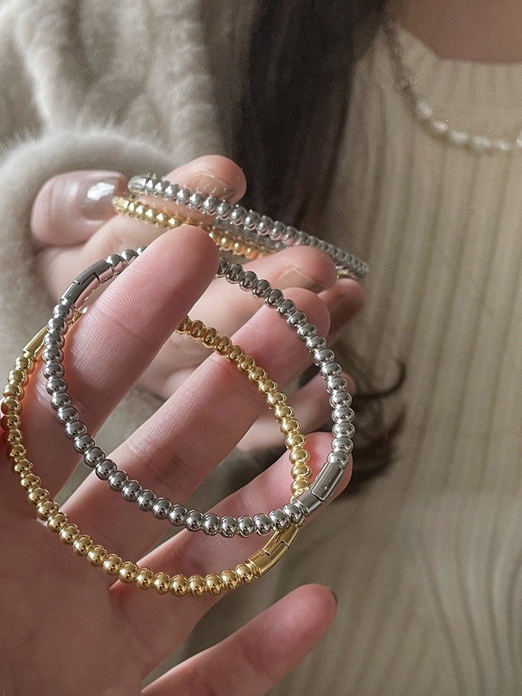 Round bead Bracelet | 18K Gold Plated product image (6)