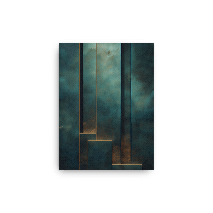 Emerald Silence – Abstract in Teal Green and Burnished Gold Geometry product image (13)