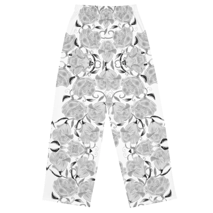 Gray Roses on White Wideleg Pants product image (1)