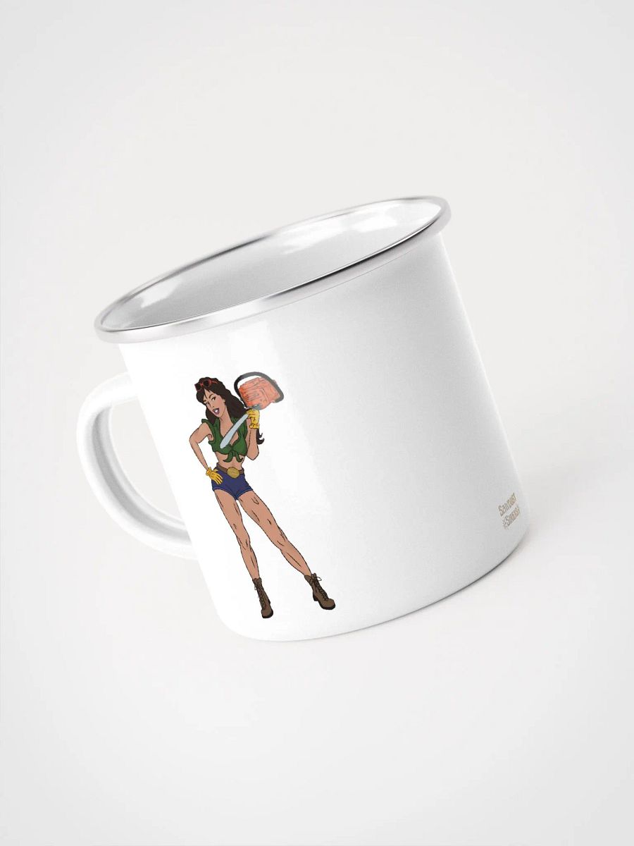Brunette Chainsaw Betty Pinup Enamel Mug product image (4)