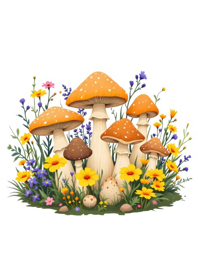20 Mushrooms and Wildflowers Clipart Designs, Mushroom and Flower Clipart, Floral Mushroom Graphics, Vibrant Floral Designs product image (4)