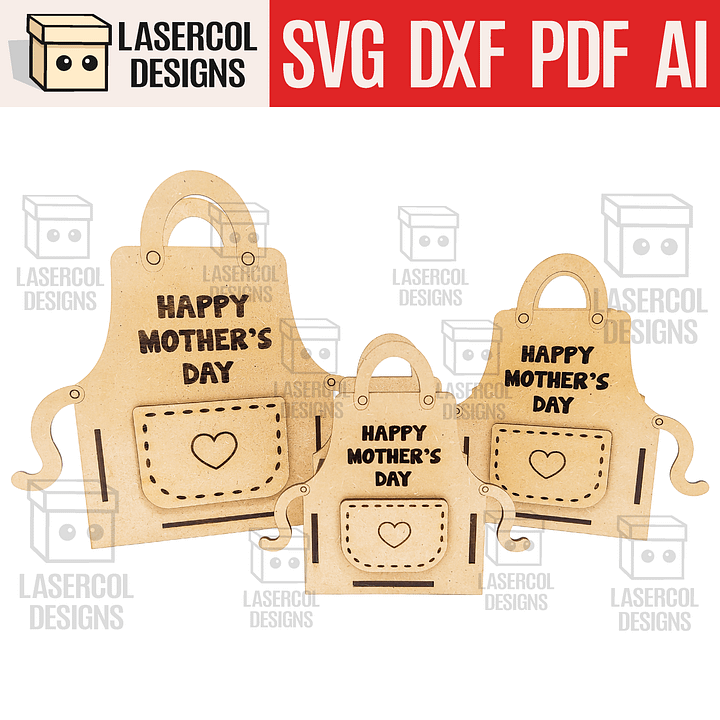 Mother's Day Gift Basket (3 Sizes) Apron Shaped Basket - Laser Cut Files product image (1)