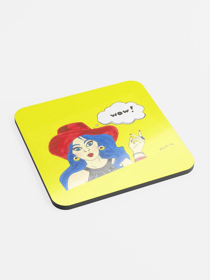 Pop art girl (art by Dina R.) acrylic painting picture - Glossed Cork Coaster product image (2)
