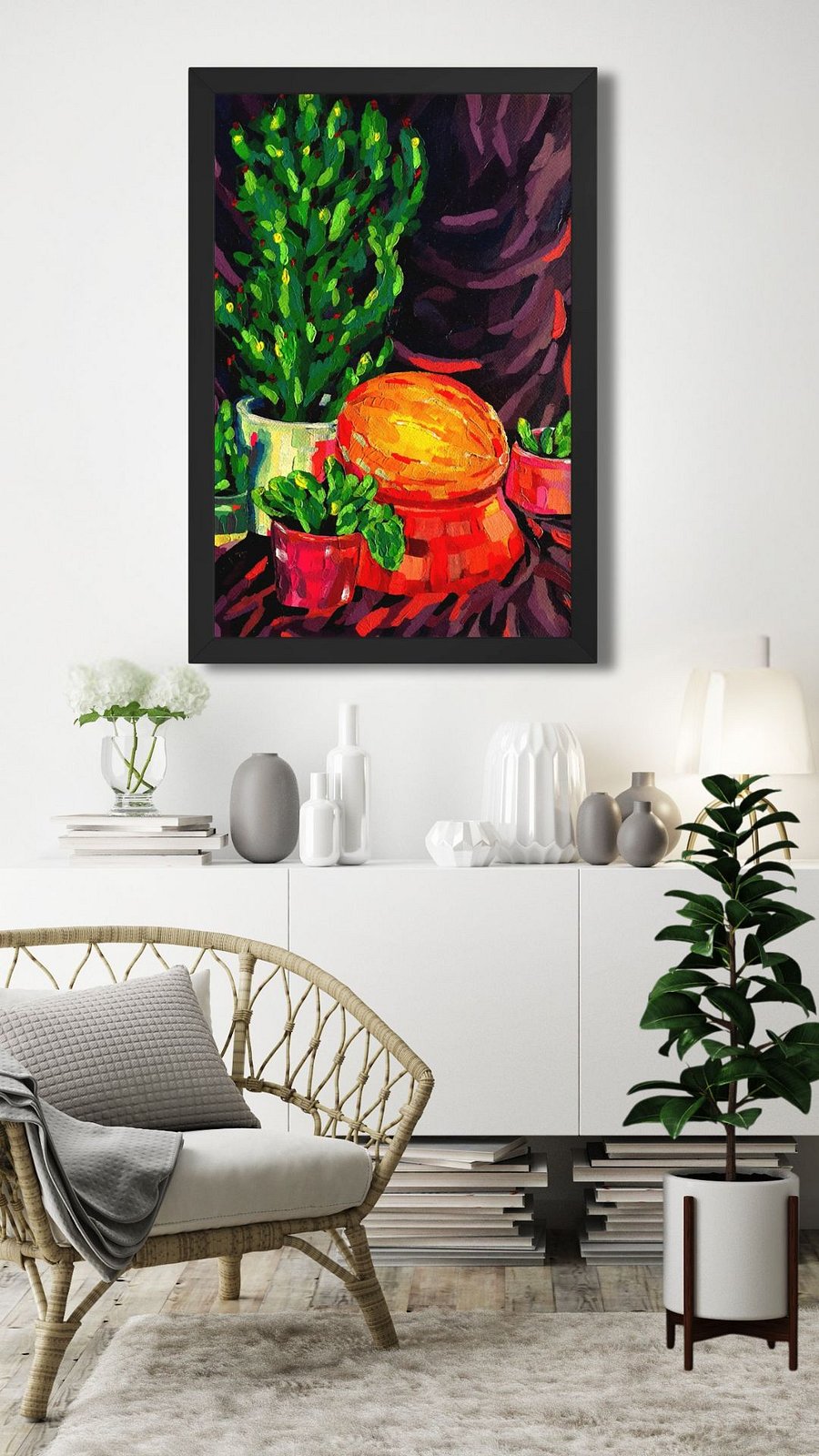 Eclectic Colorful Cacti Garden Framed Print product image (4)