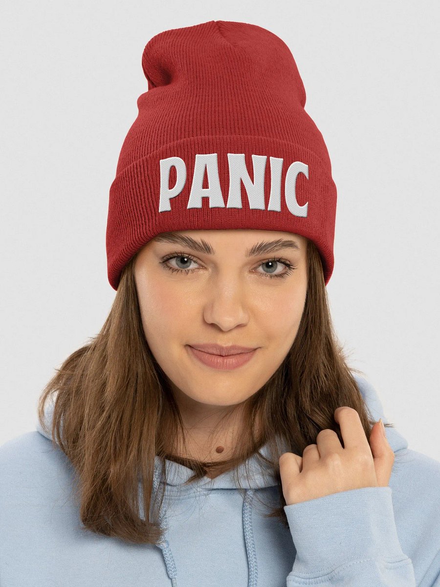 Panic Beanie Red w white product image (1)