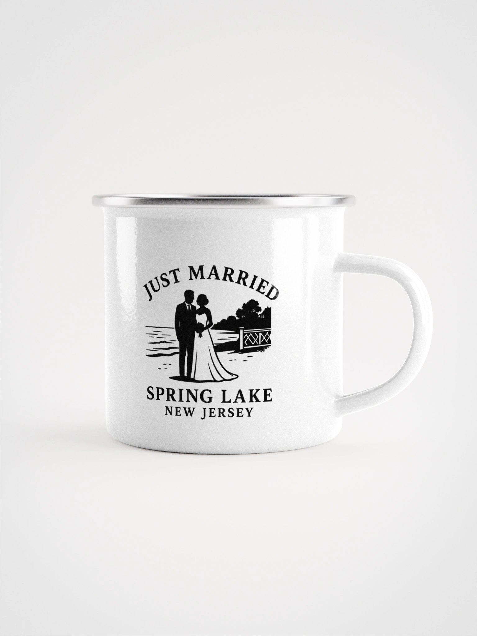 Spring Lake NJ "Just Married" Enamel Wedding Mug product image (1)
