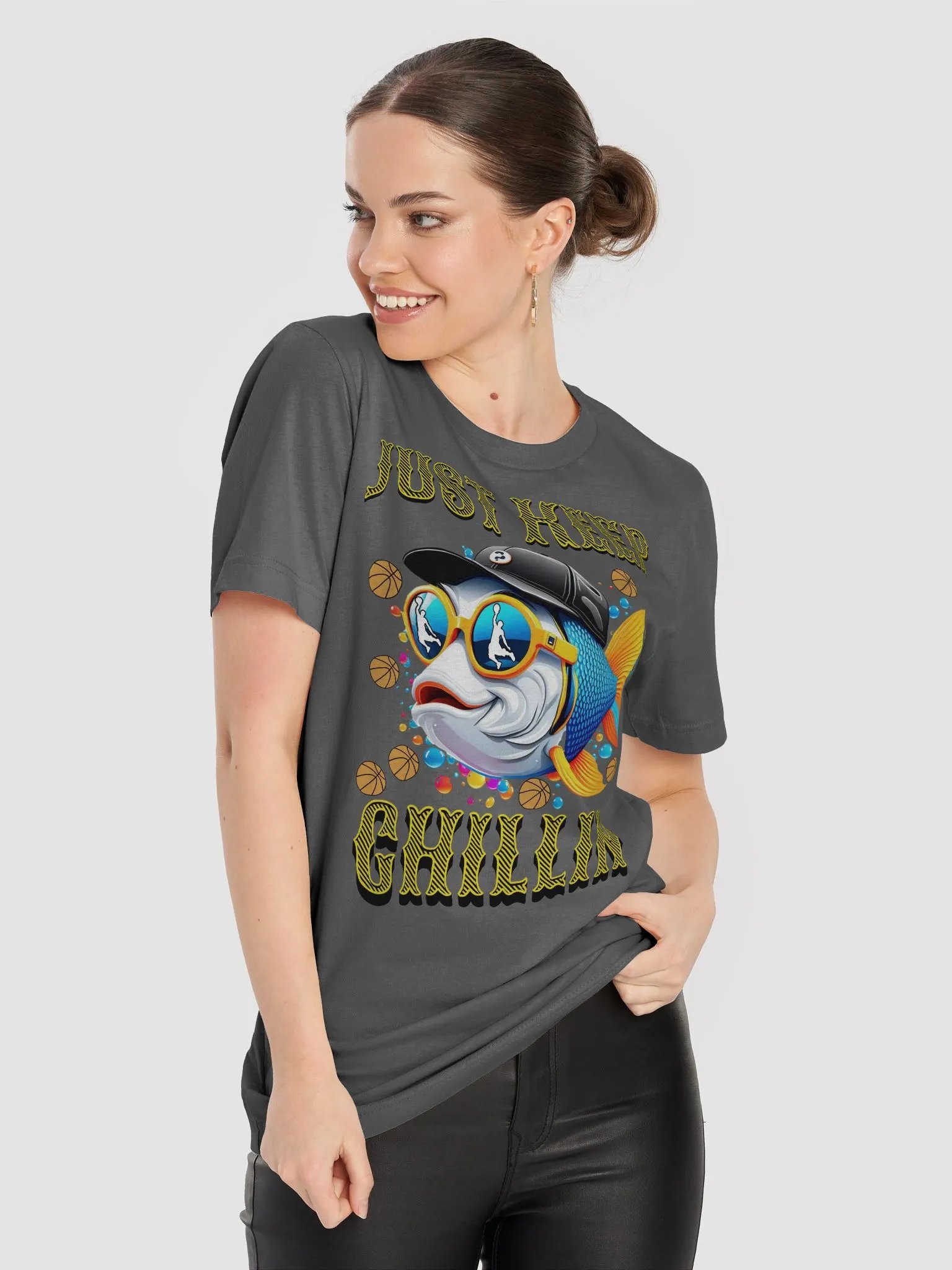 Just Keep Chill Basketball Fish Graphic Tee product image (5)
