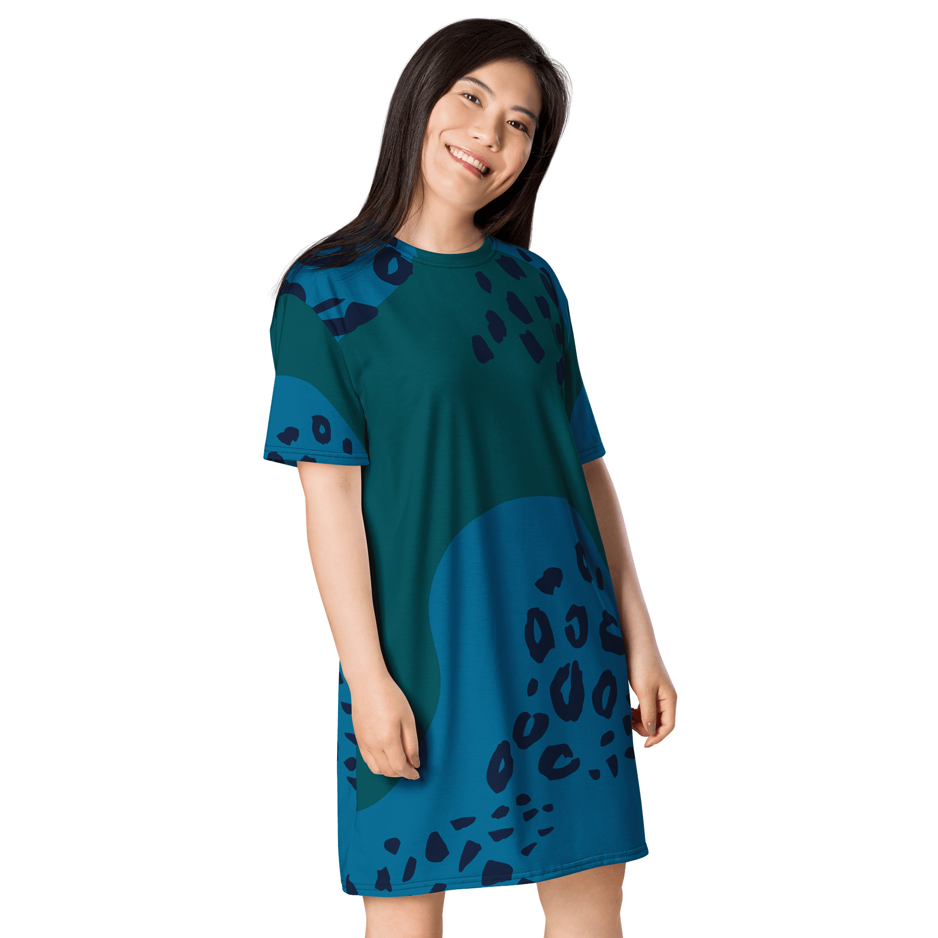 Trendy Oversized T-Shirt Dress with Unique Leopard Print Design - TDSMUSIC product image (4)