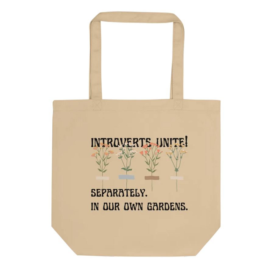 Hand-drawn sarcastic gardening introvert eco-friendly canvas tote bag - 
