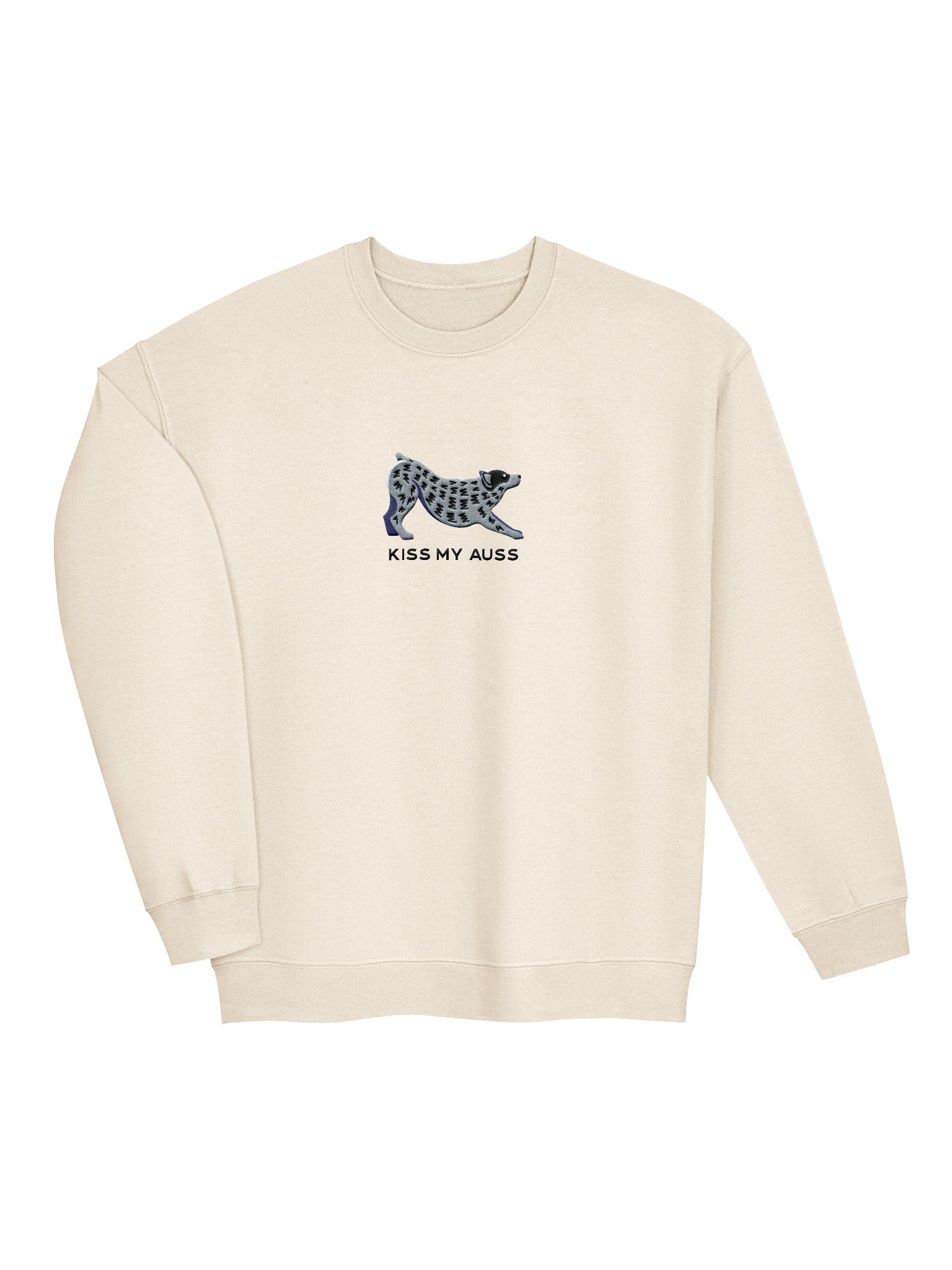 Kiss My Auss Sweatshirt (Embroidered) of an Australian Cattle Dog(Blue Heeler, Docked Tail) product image (23)