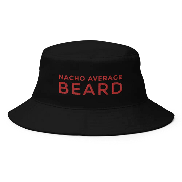 Nacho Average Beard Black Bucket Hat (Red Embroidery) product image (1)