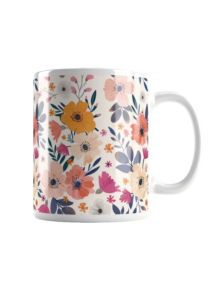 Multicolor Floral White Glossy Ceramic Mug by Treasure Pie product image (1)