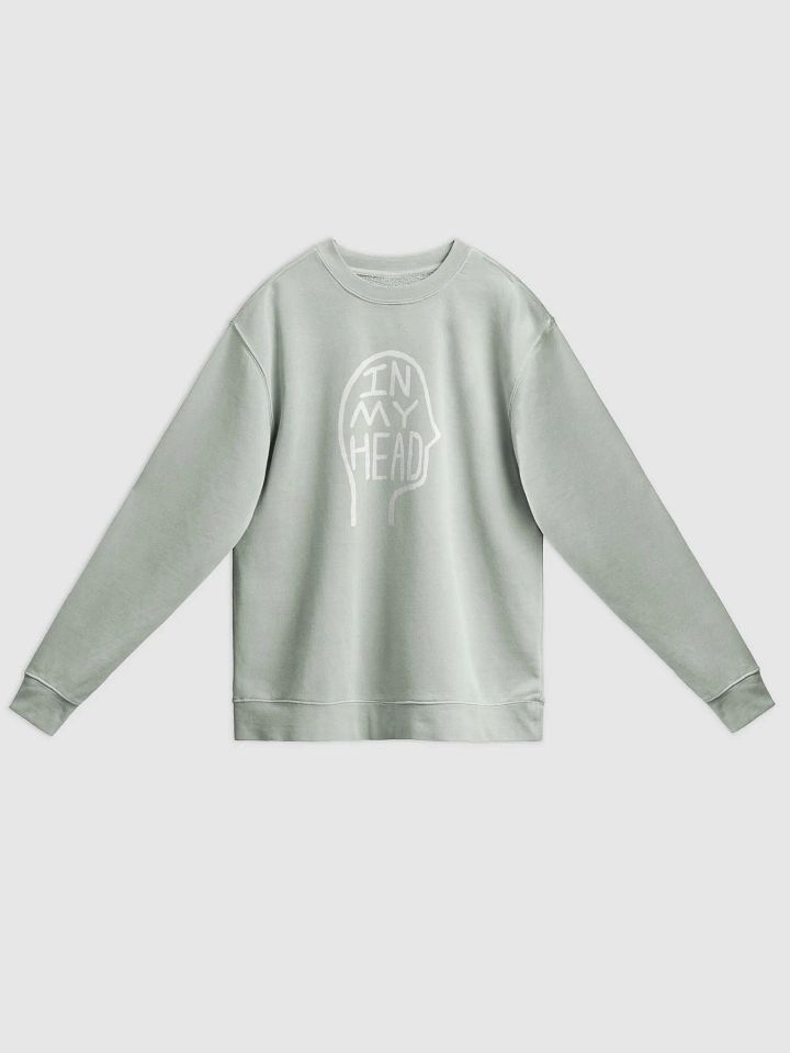 In My Head (white) printed pigment crewneck product image (1)