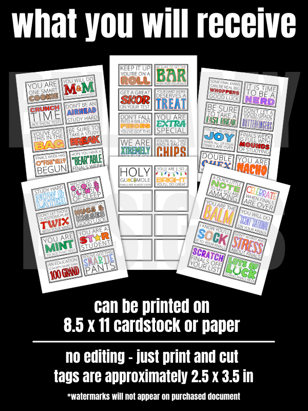Finals Week Care Package Gift Tags - Middle School, High School & College product image (2)