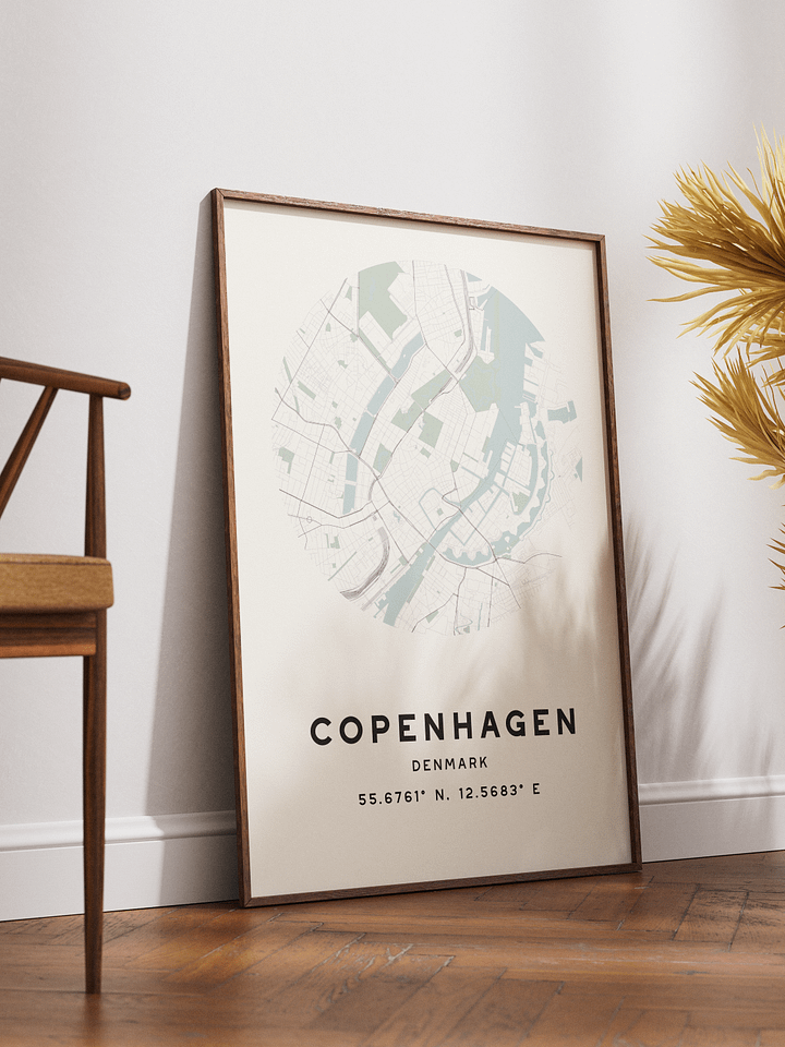 Copenhagen Street Map Poster – Beige Minimalist Circular City Art product image (2)