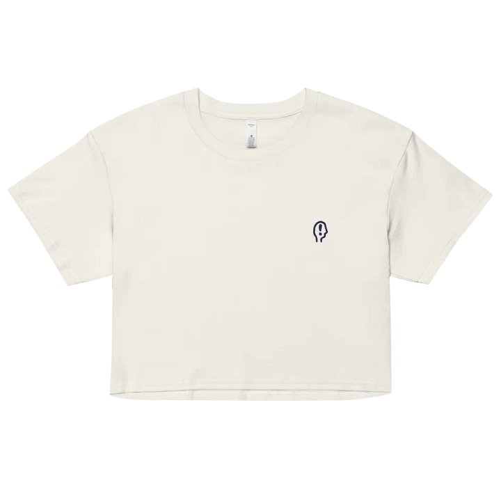 EXCLAIMING MENTALLY (L.C., navy) embroidered cotton crop top product image (37)