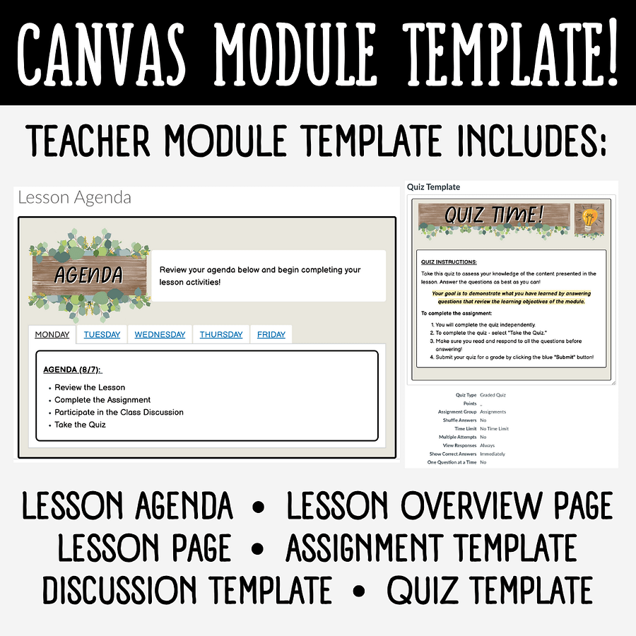 Canvas LMS Template - MODULE - Eucalyptus Farmhouse - 100% Customizable product image (2)