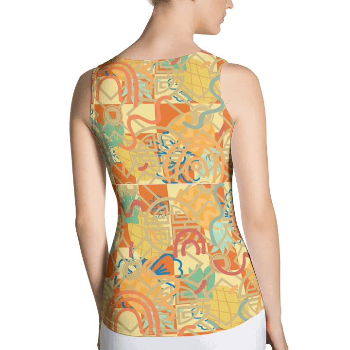 Yadit Abstract Collection in Yellow and Orange-All Over Print Women's Tank Top product image (2)
