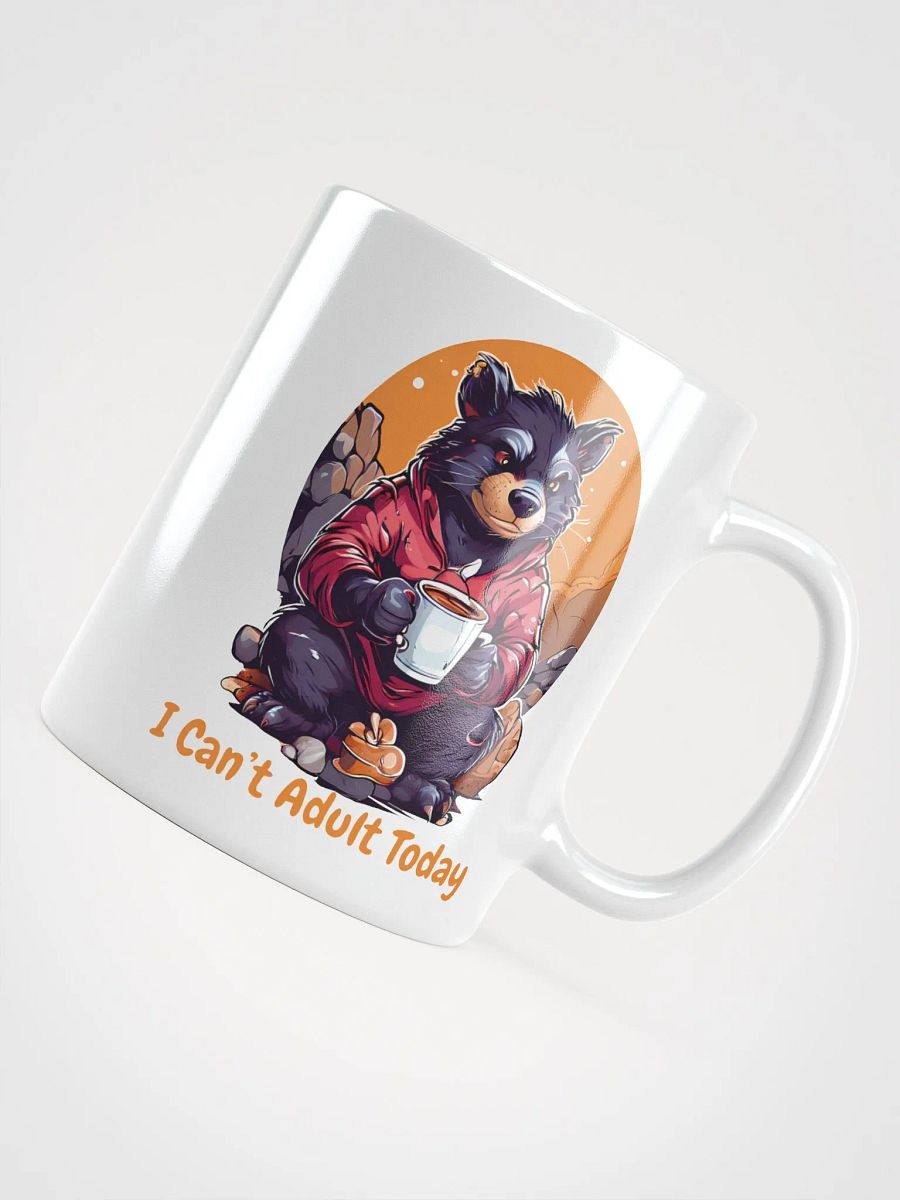 I Can’t Adult Today - Unique Funny White Glossy Mug Printed on Both Sides | Tasmanian Devil with Coffee | Perfect Funny Gift Mug product image (4)