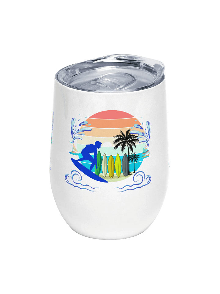 Sunset Surfer Wine Tumbler gift for surfer friends sons dads colleagues product image (1)