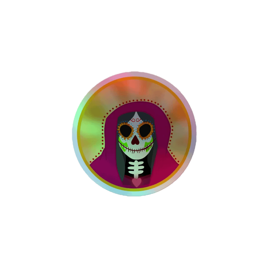 Pink Santa Muerte Holographic Sticker product image (1)