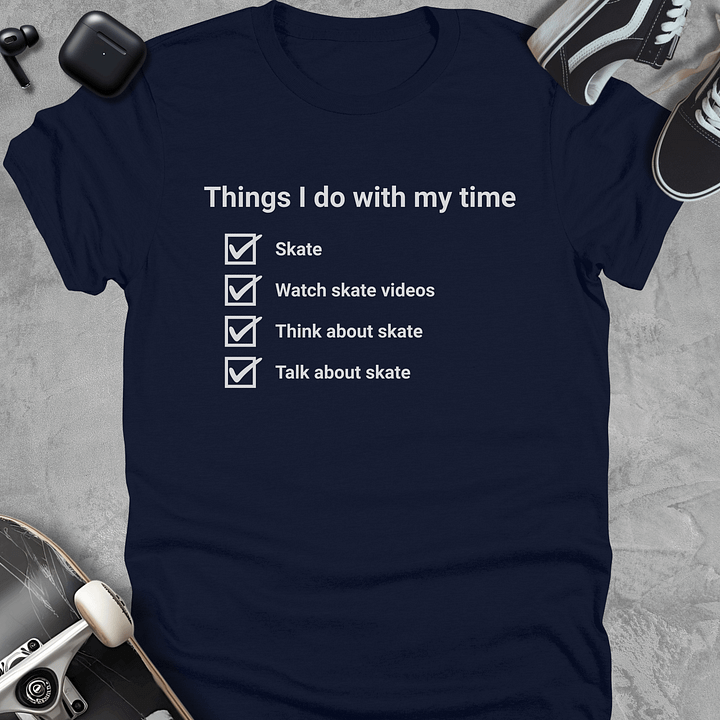 Things i do with my time, Funny skateboarding t-shirt, Unisex product image (3)