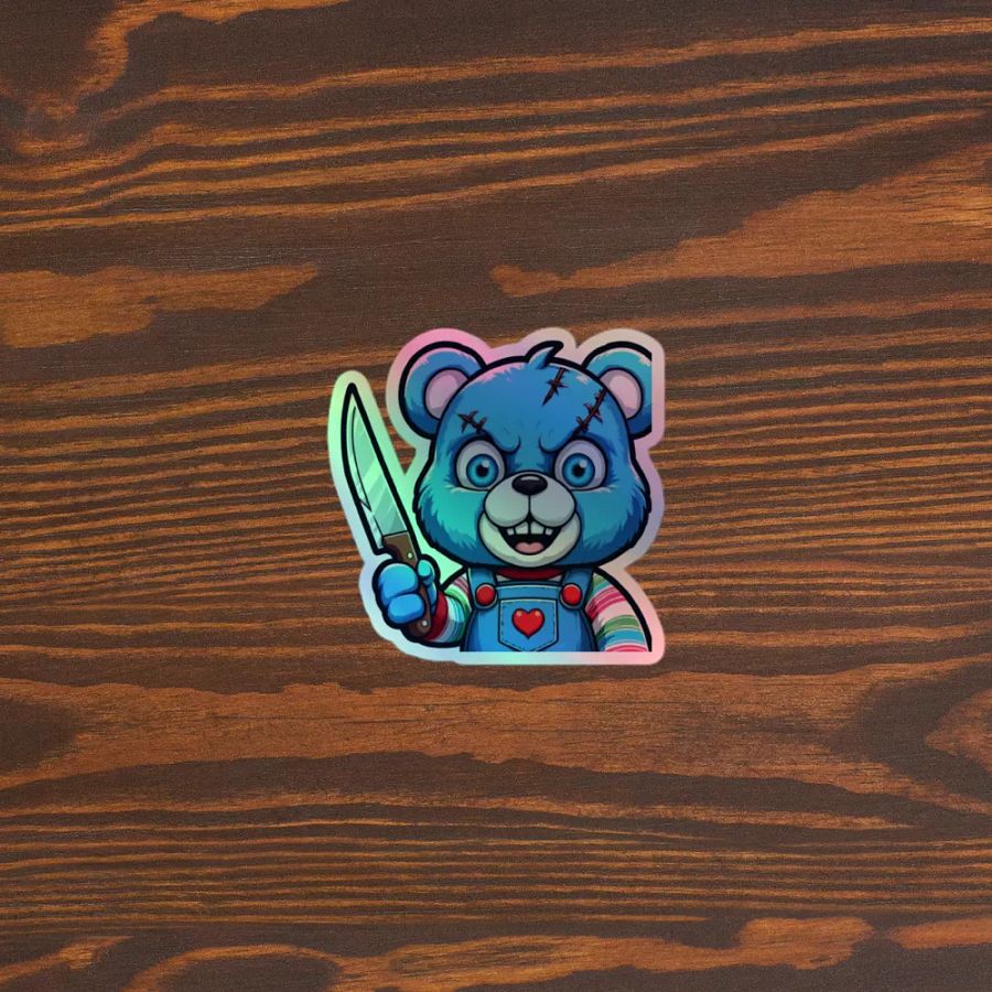 Menacing Blue Bear Holographic Sticker Sheet product image (5)