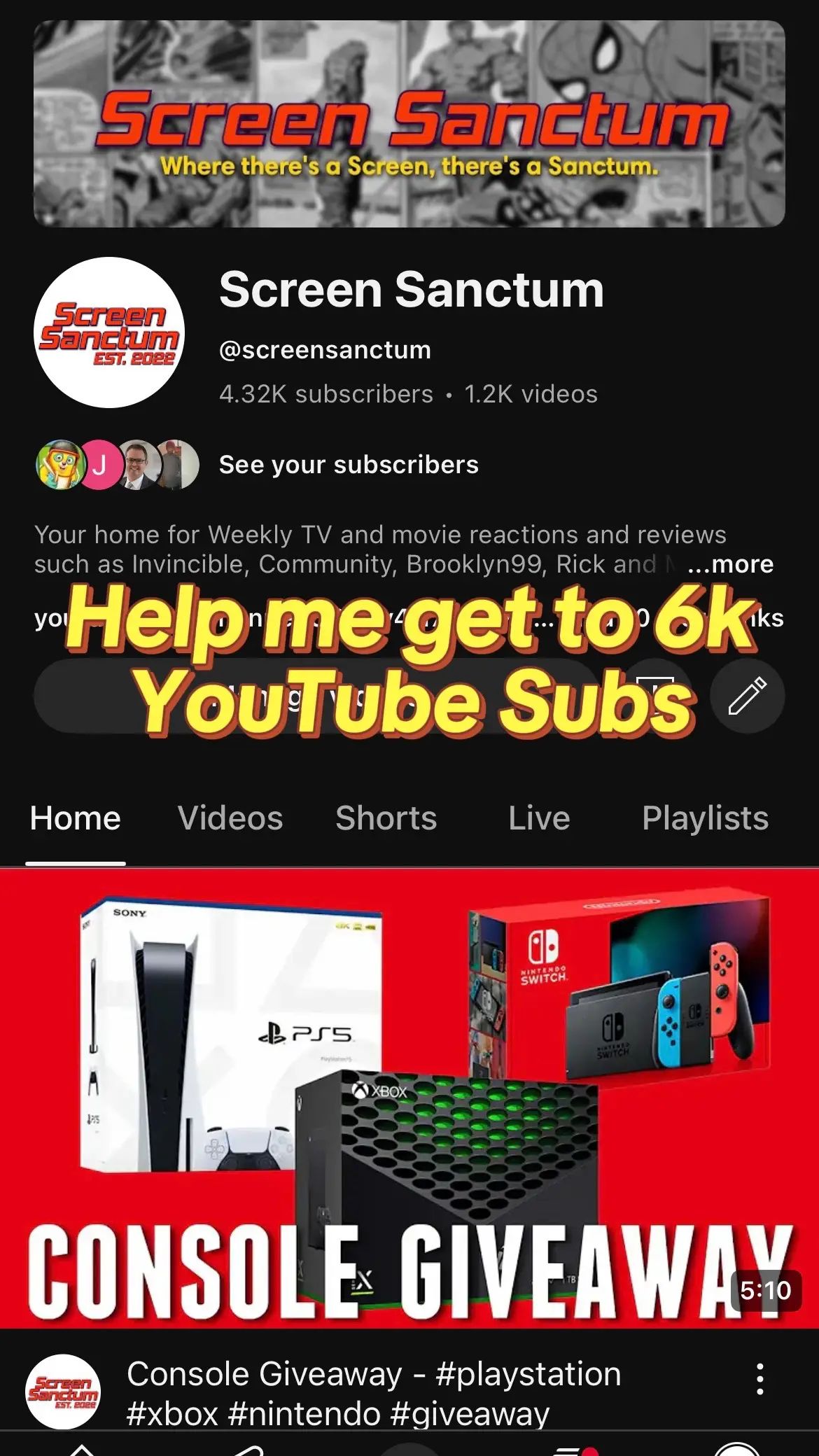 At 6k YouTube subs the console giveaway kicks in #playstation #xbox #nintendo #gaming 