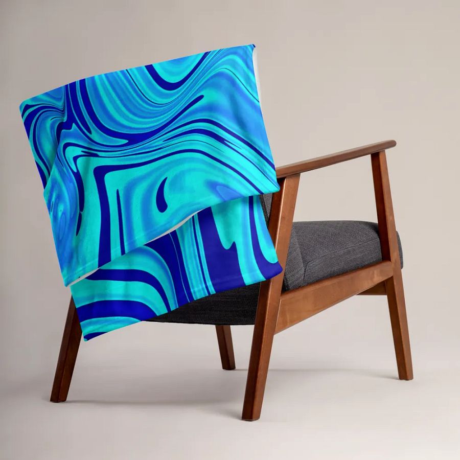 Throw Blanket - Light and Dark Blue Digital Fluid Art product image (9)