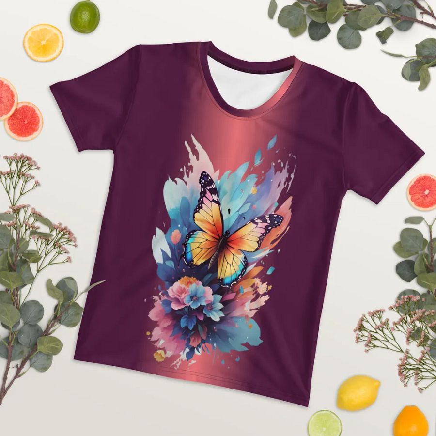 Floral Butterfly All Over Print T-shirt product image (7)