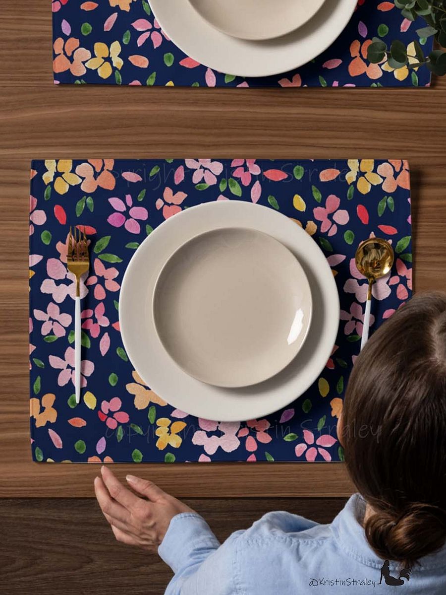 Spring Flowers on Navy Blue Placemat Set of 4 product image (7)