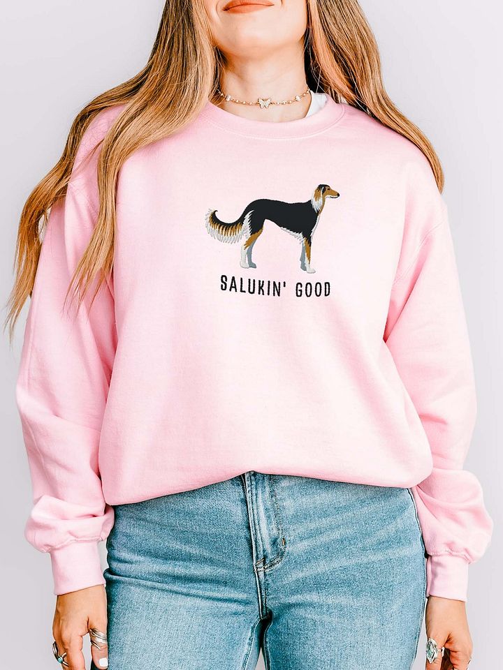 Salukin' Good Sweatshirt (Embroidered) of a Saluki(Black & Tan) product image (2)