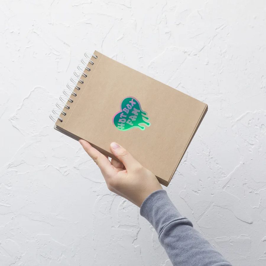 HOT BOX FAM TRANSPARENT SEAFOAM GREEN LOGO STICKER product image (9)
