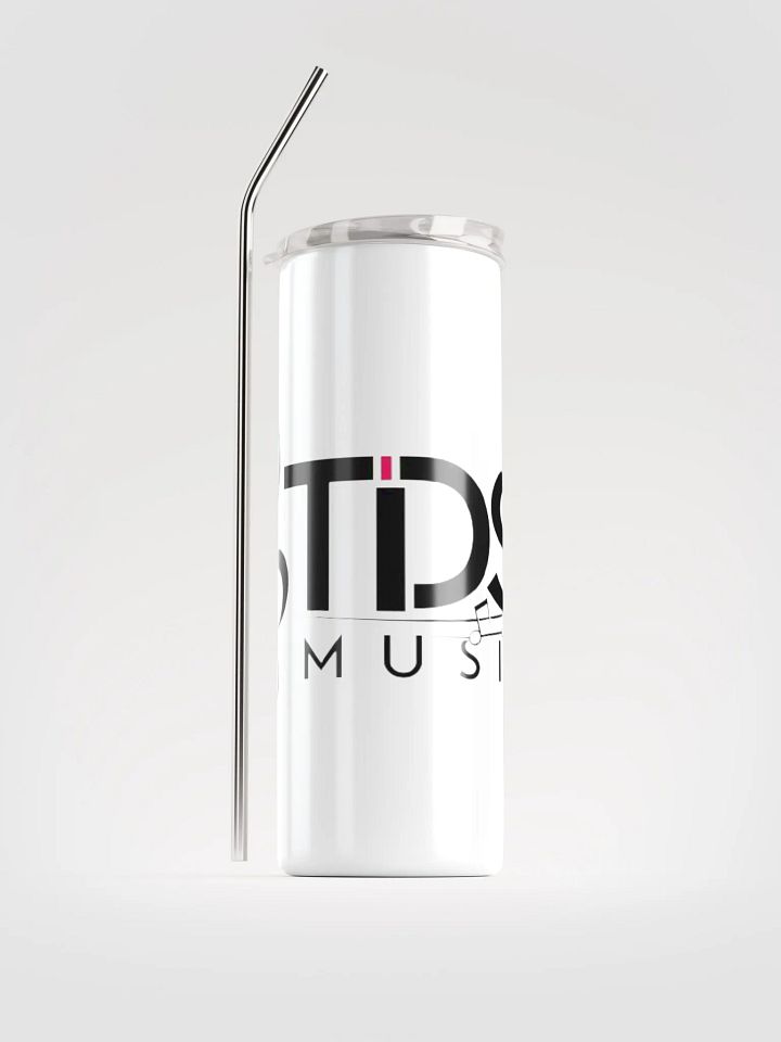TDS Music 20oz Vacuum-Insulated Stainless Steel Tumbler with Straw - White Musical Design product image (1)