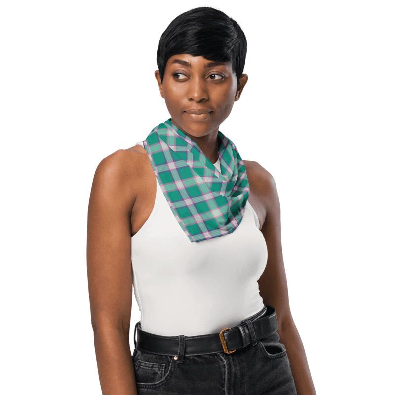 Emerald Green and Purple Plaid Bandana product image (3)