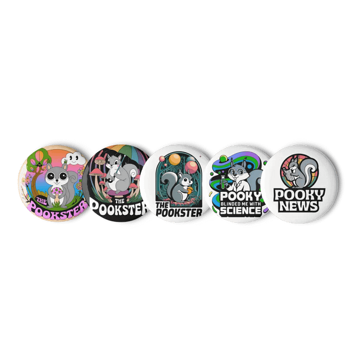 Original Pooky Artwork Buttons: Set of Five -N product image (1)
